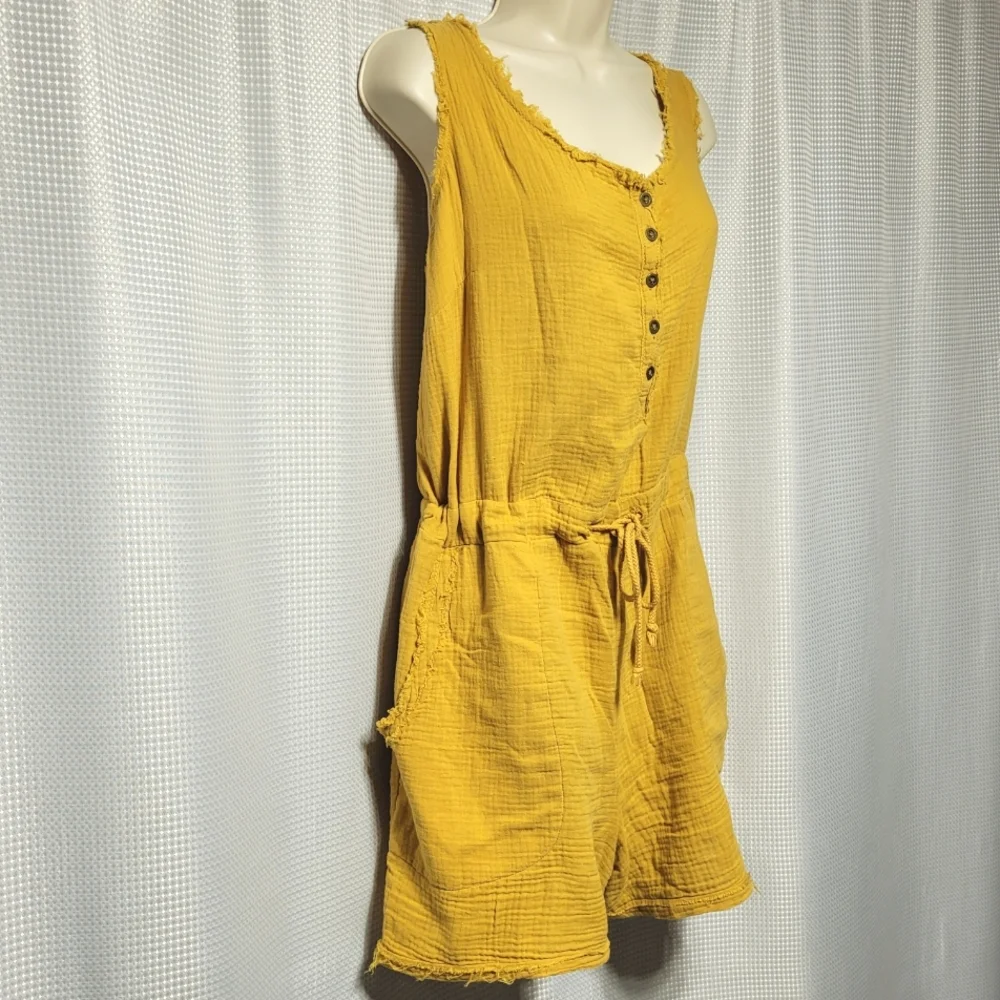 CATO 100% Cotton Mustard Yellow Summer Romper Women's (14/16W)